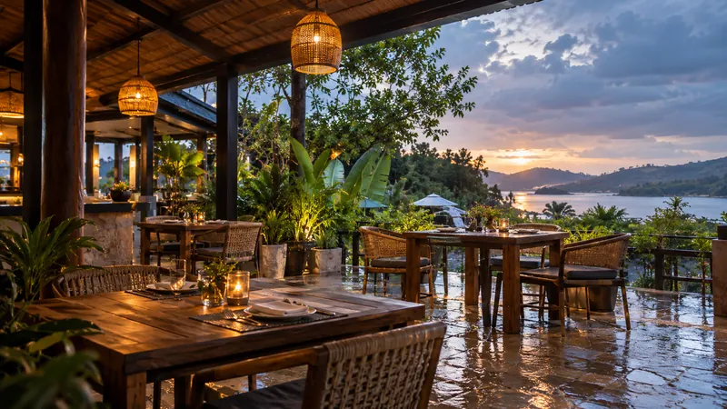 Restoran terbuka setelah hujan singkat